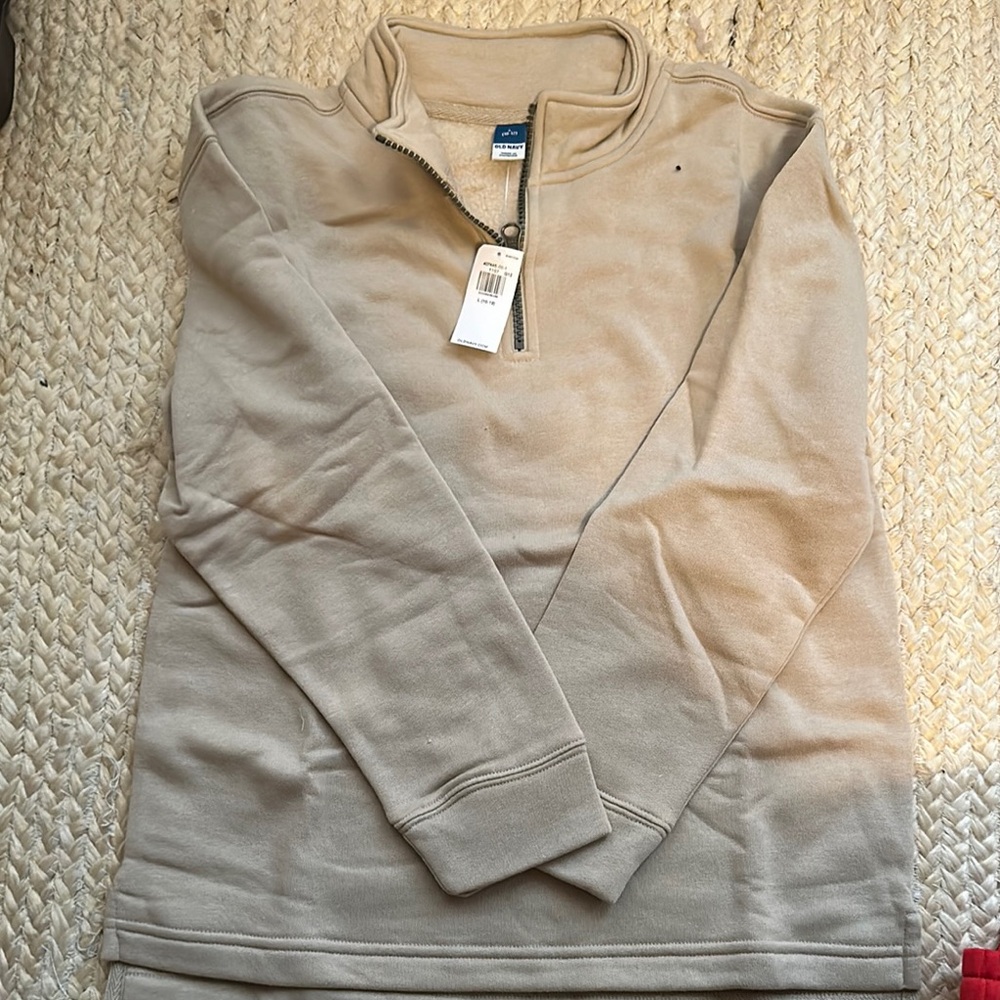 Boys Beige Quarter-Zip Sweater